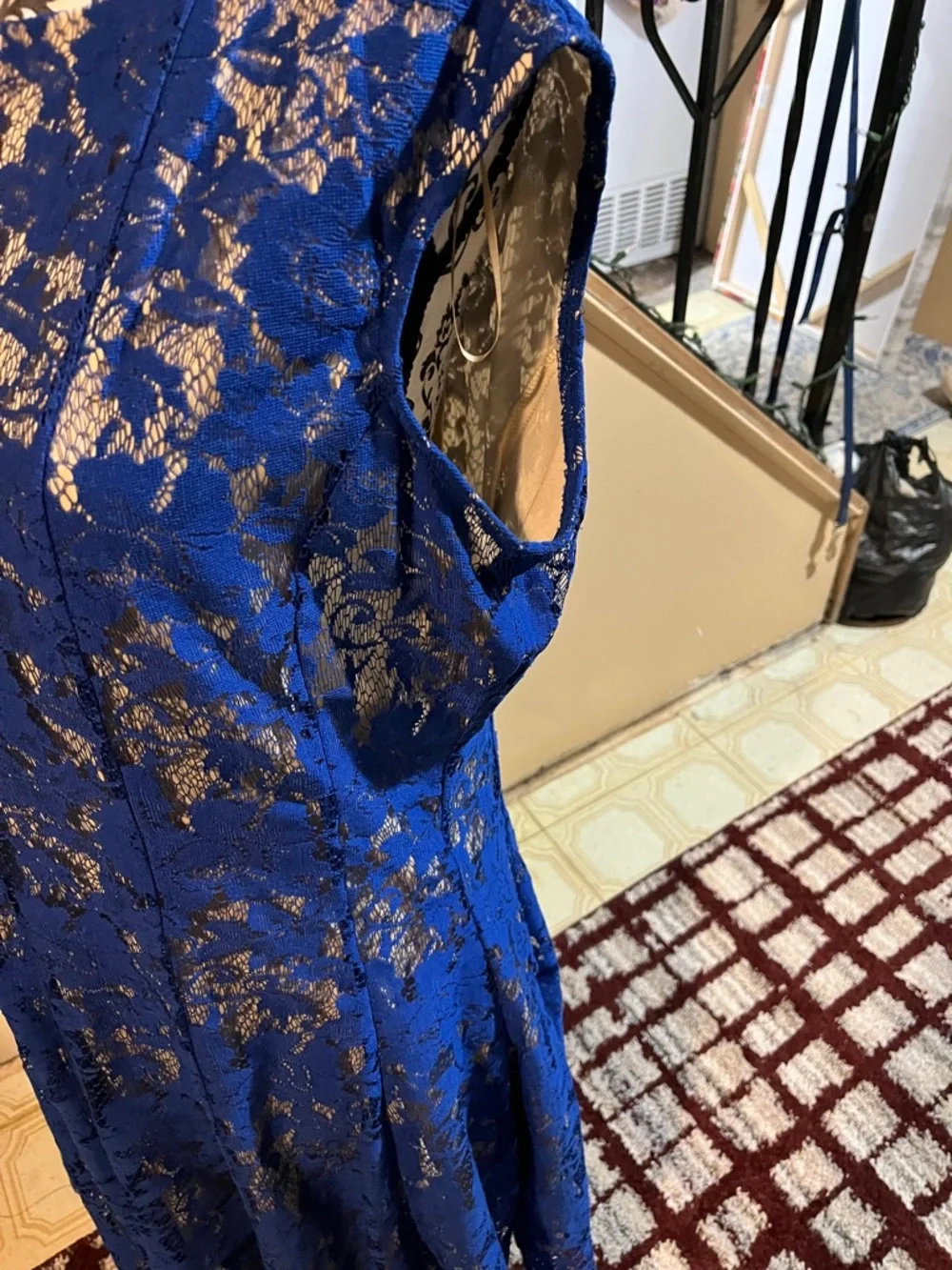 Danny & Nicole Navy Lace Midi Fit-and-Flare Dress - Picture 3 of 8